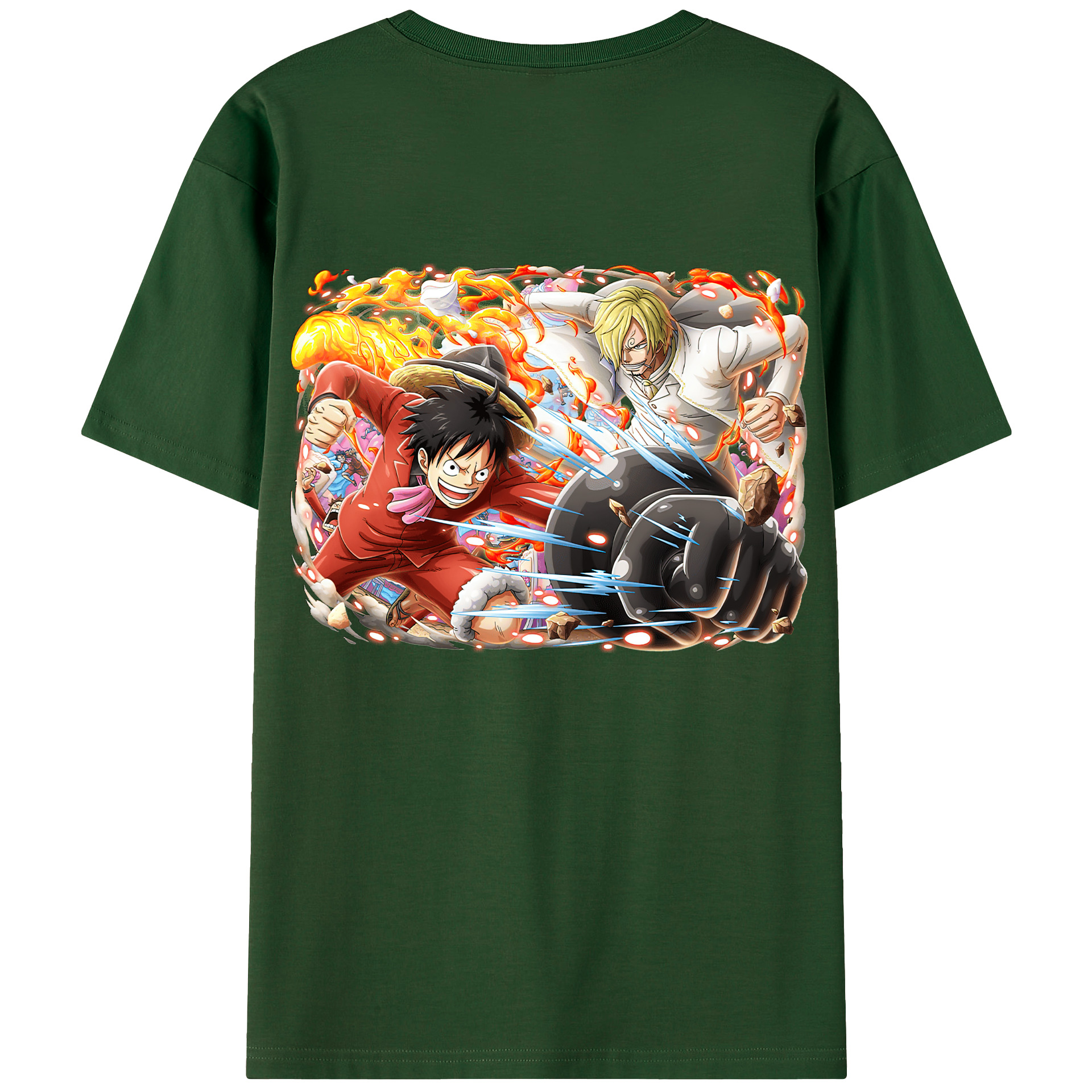 ワンピース モンキー・D・ルフィ ONE PIECE Monkey D. Luffy 綿100％半袖Tシャツ（背面プリント）
